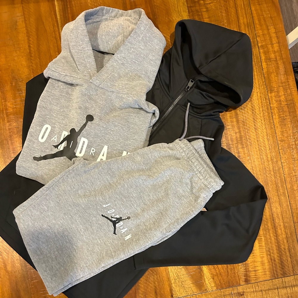 AIR JORDAN BUNDLE!! Matching Grey Hoodie and Sweatpants + Hooded Jacket